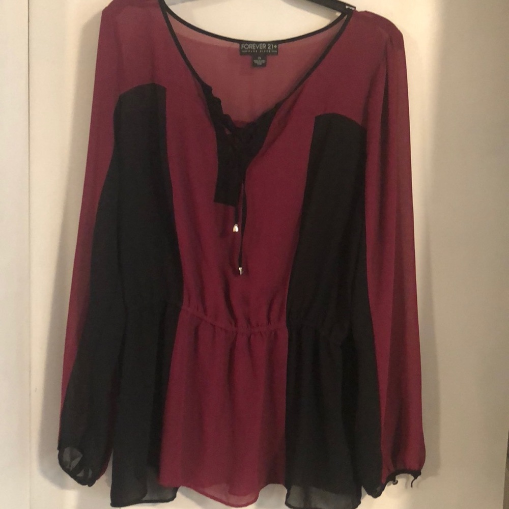 Forever 21 sheer black and red blouse